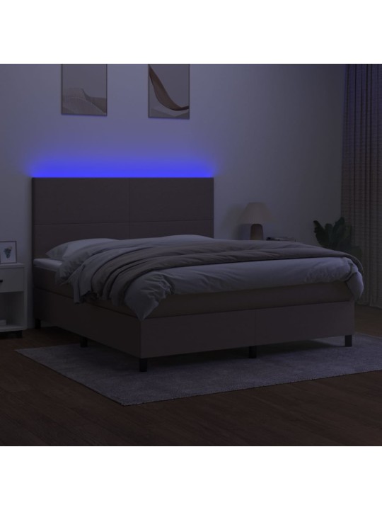 Box spring postel s matrací a LED taupe 160x200 cm textil
