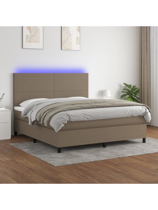 Box spring postel s matrací a LED taupe 160x200 cm textil