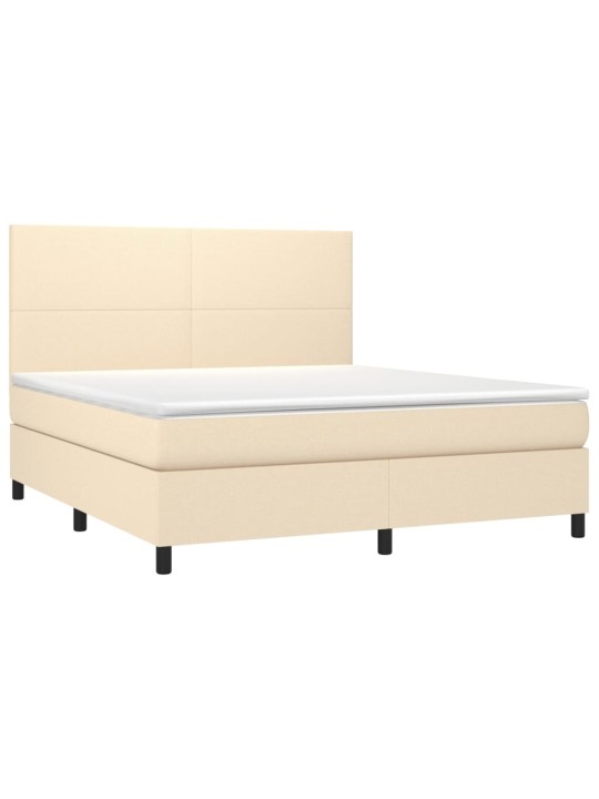 Box spring postel s matrací a led krémová 160x200 cm textil