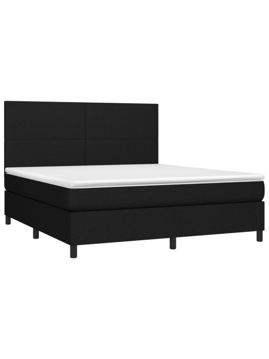 Box spring postel s matrací a LED černá 180x200 cm textil