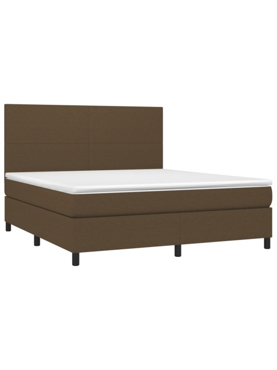 Box spring postel s matrací a LED tmavě hnědá 180x200 cm textil