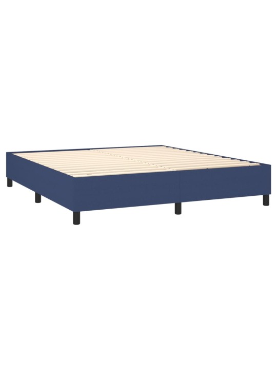 Box spring postel s matrací a LED modrá 180x200 cm textil