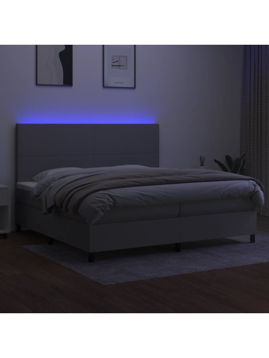 Box spring postel s matrací a LED světle šedá 200x200 cm textil