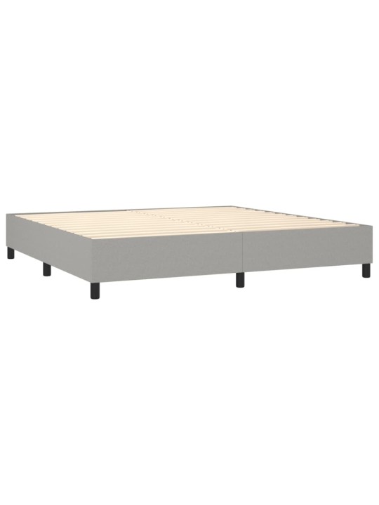 Box spring postel s matrací a LED světle šedá 200x200 cm textil