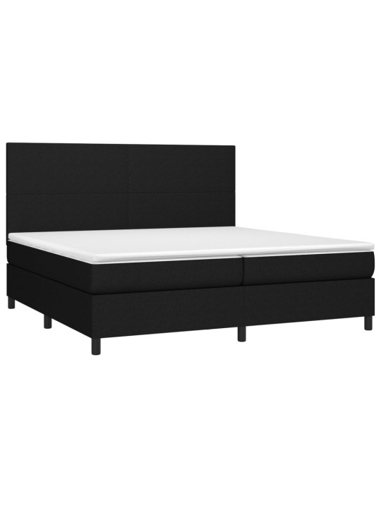 Box spring postel s matrací a LED černá 200x200 cm textil