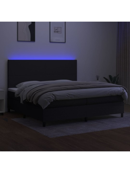 Box spring postel s matrací a LED černá 200x200 cm textil