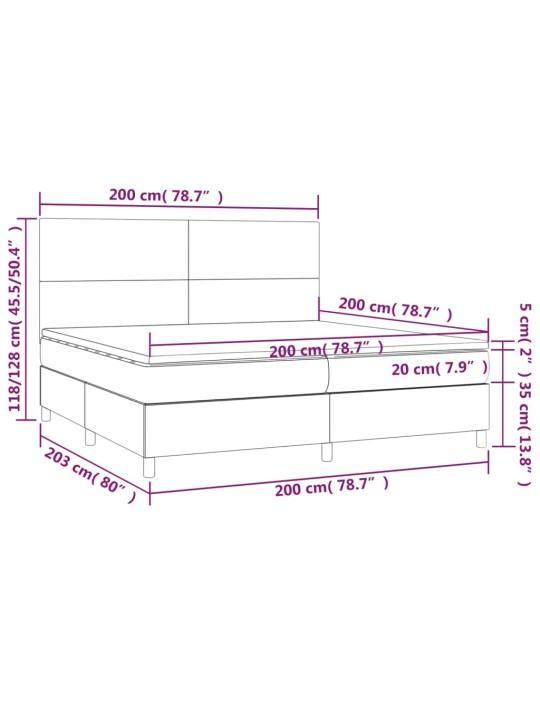 Box spring postel s matrací a LED černá 200x200 cm textil