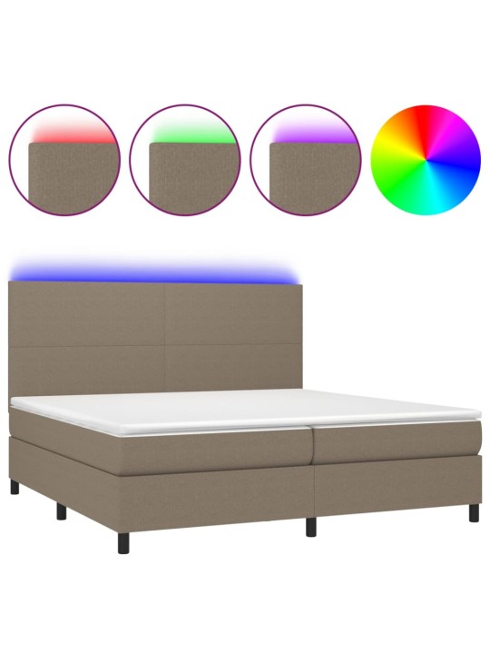 Box spring postel s matrací a led taupe 200x200 cm textil