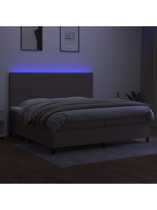 Box spring postel s matrací a led taupe 200x200 cm textil