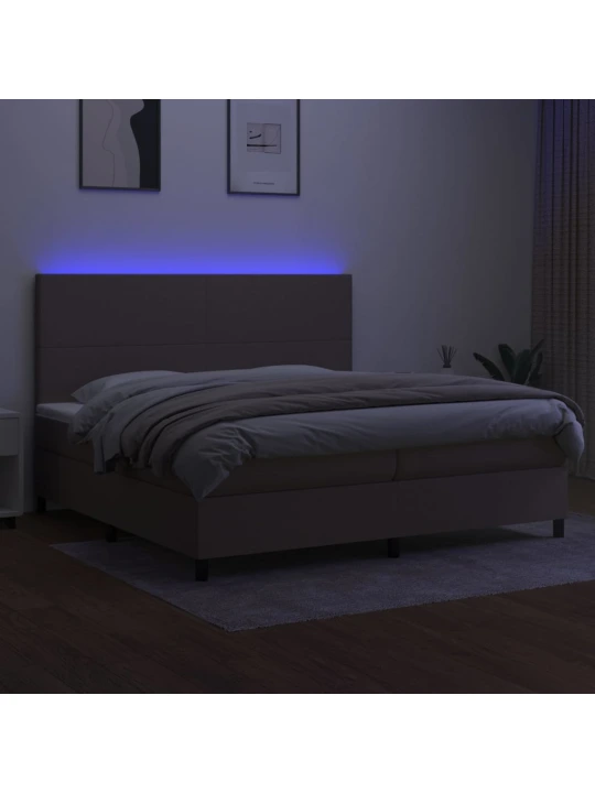 Box spring postel s matrací a led taupe 200x200 cm textil