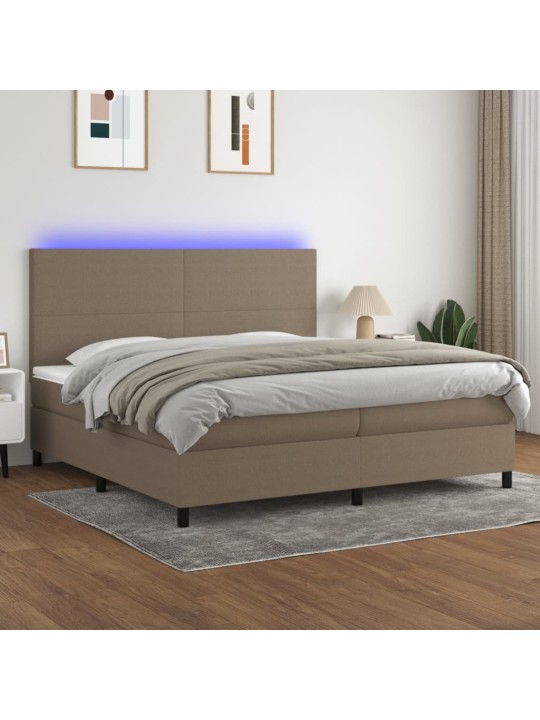 Box spring postel s matrací a led taupe 200x200 cm textil