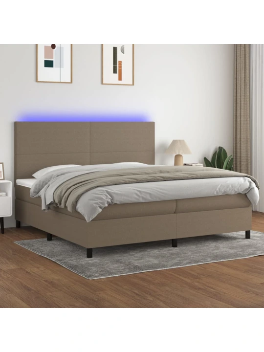 Box spring postel s matrací a led taupe 200x200 cm textil