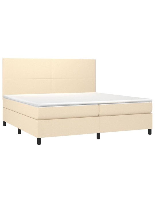 Box spring postel s matrací a led krémová 200x200 cm textil