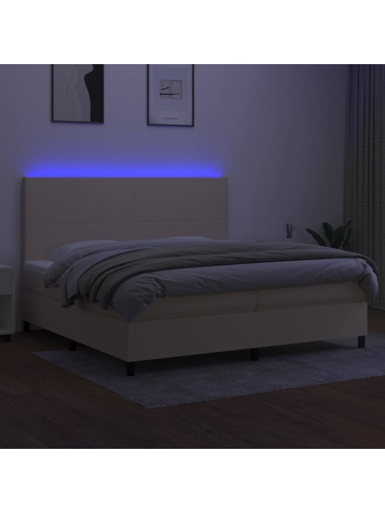 Box spring postel s matrací a led krémová 200x200 cm textil