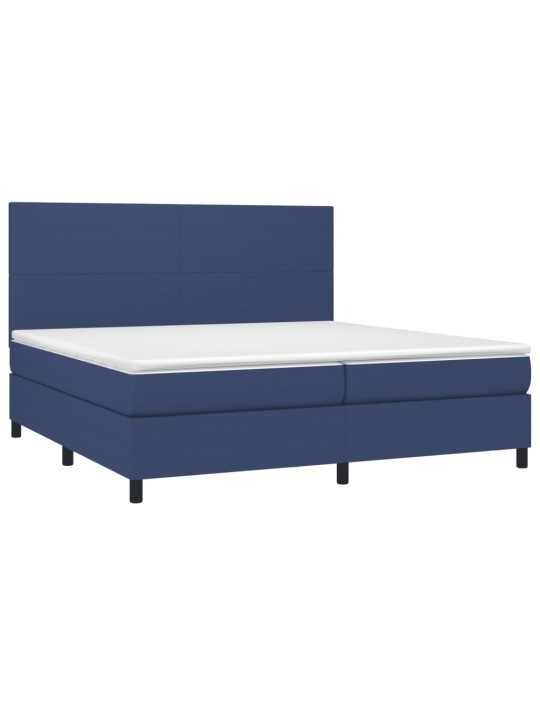 Box spring postel s matrací a led modrá 200x200 cm textil