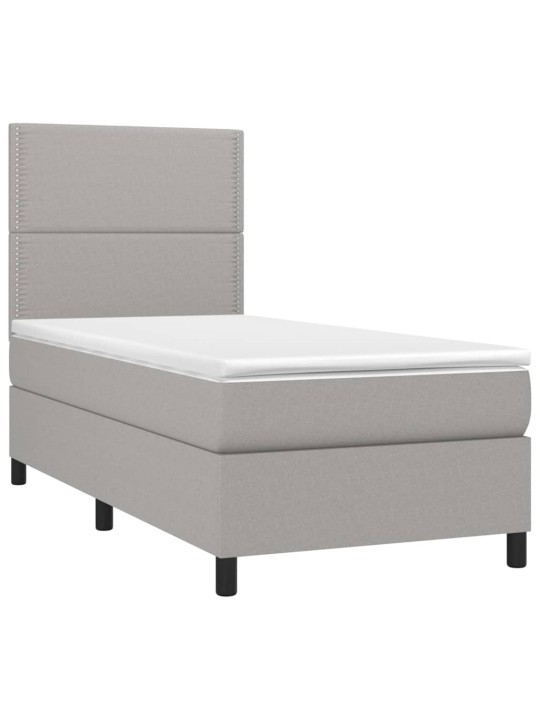 Box spring postel s matrací a LED světle šedá 100x200 cm textil