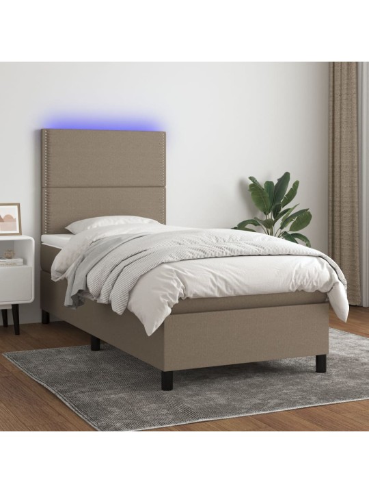 Box spring postel s matrací a LED taupe 100x200 cm textil