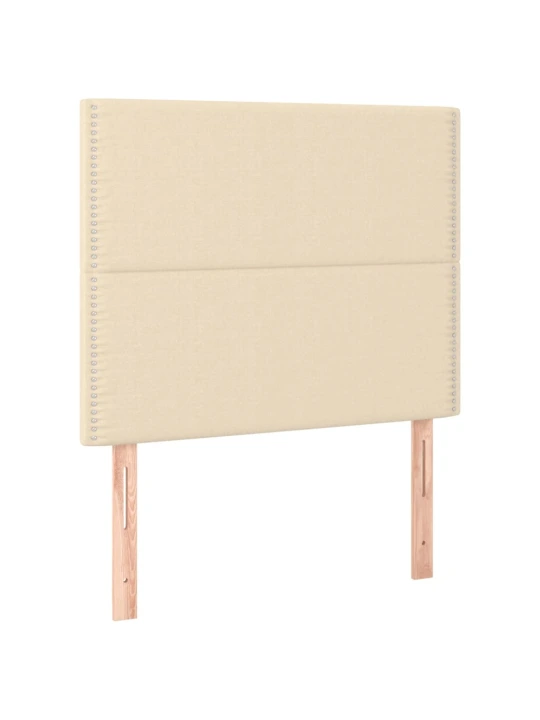 Box spring postel s matrací a LED krémová 100x200 cm textil
