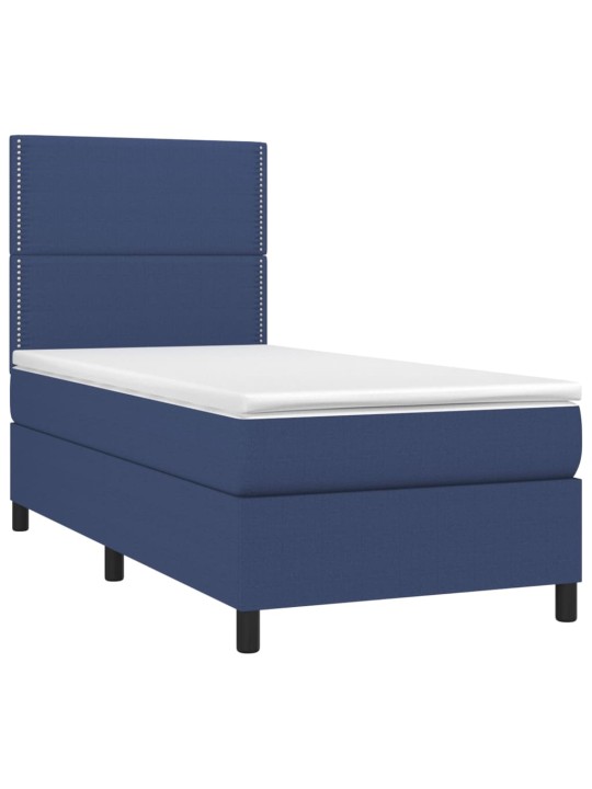 Box spring postel s matrací a LED modrá 100x200 cm textil