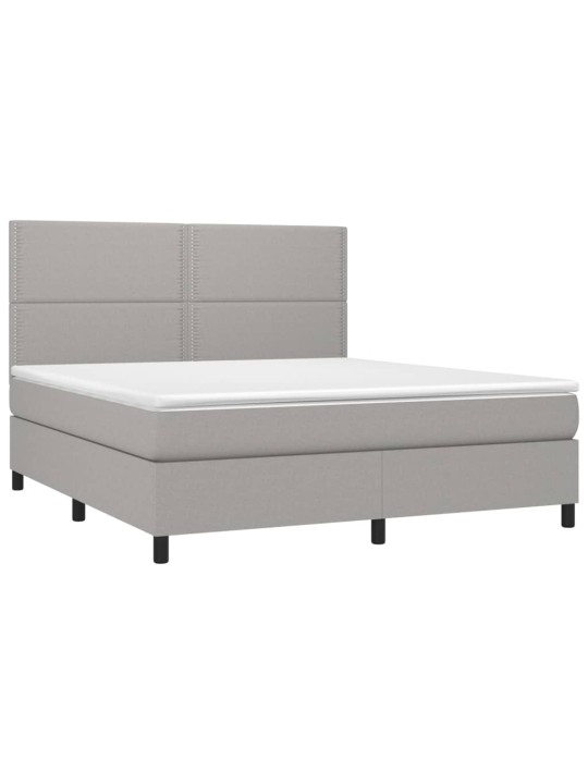 Box spring postel s matrací a LED světle šedá 160x200 cm textil
