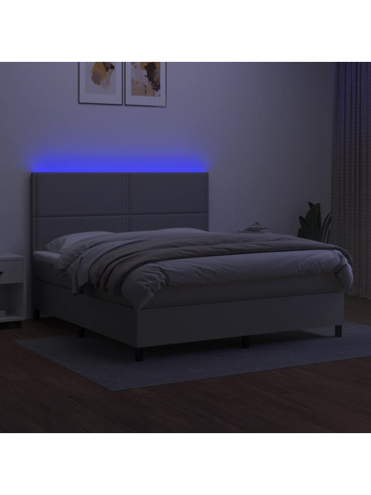 Box spring postel s matrací a LED světle šedá 160x200 cm textil