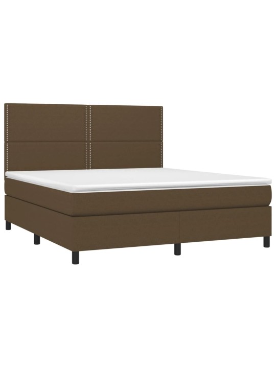 Box spring postel s matrací a led tmavě hnědá 160x200 cm textil