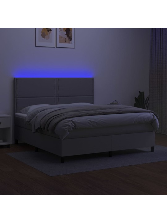 Box spring postel s matrací a LED světle šedá 180x200 cm textil