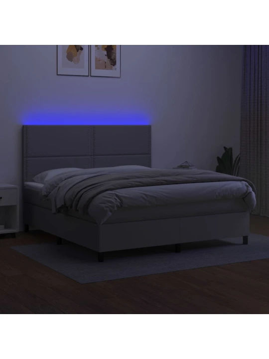 Box spring postel s matrací a LED světle šedá 180x200 cm textil