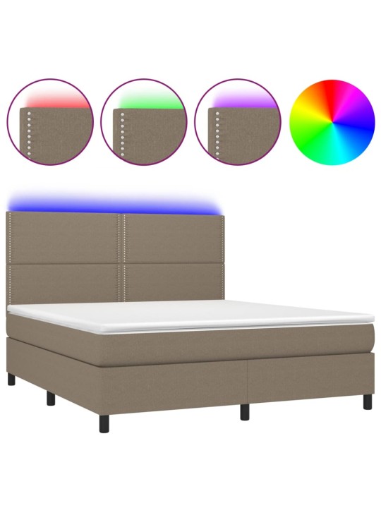 Box spring postel s matrací a LED taupe 180x200 cm textil