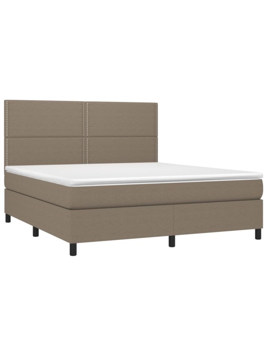 Box spring postel s matrací a LED taupe 180x200 cm textil