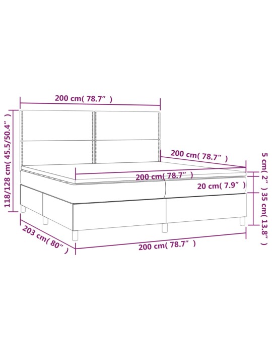 Box spring postel s matrací a LED černá 200x200 cm textil