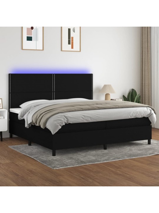 Box spring postel s matrací a LED černá 200x200 cm textil