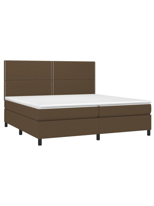 Box spring postel s matrací a led tmavě hnědá 200x200 cm textil