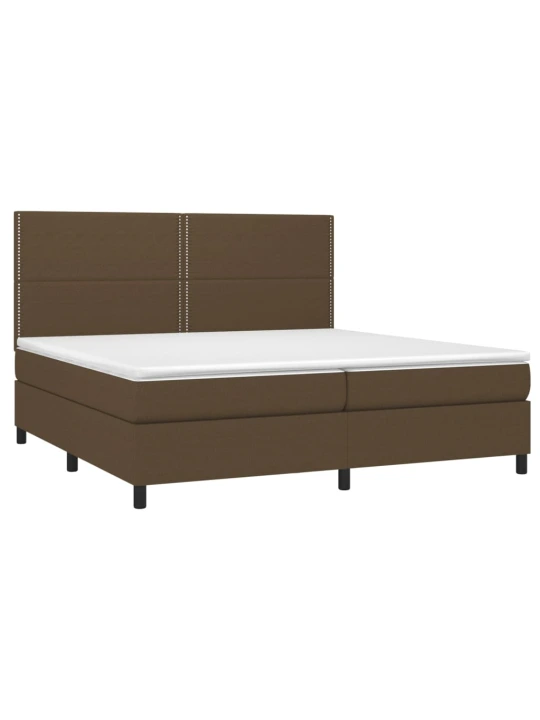 Box spring postel s matrací a led tmavě hnědá 200x200 cm textil