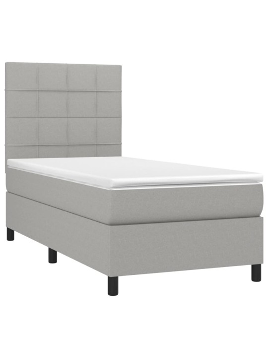 Box spring postel s matrací a LED světle šedá 80x200 cm textil