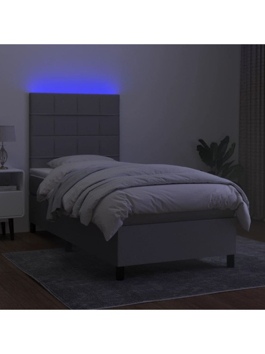 Box spring postel s matrací a LED světle šedá 80x200 cm textil