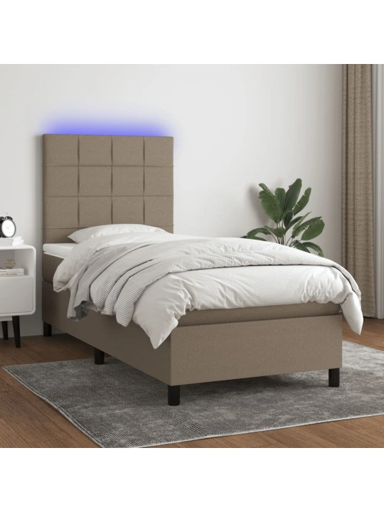 Box spring postel s matrací a led taupe 80 x 200 cm textil