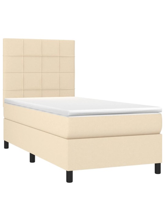 Box spring postel s matrací a led krémová 80 x 200 cm textil