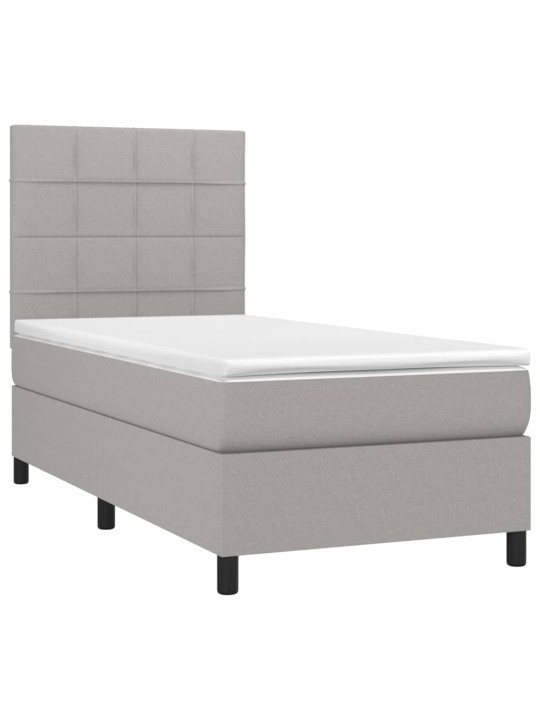 Box spring postel s matrací a LED světle šedá 90x190 cm textil