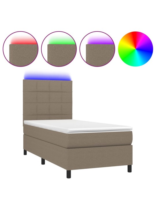 Box spring postel s matrací a LED taupe 100x200 cm textil