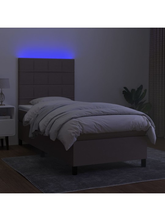 Box spring postel s matrací a LED taupe 100x200 cm textil