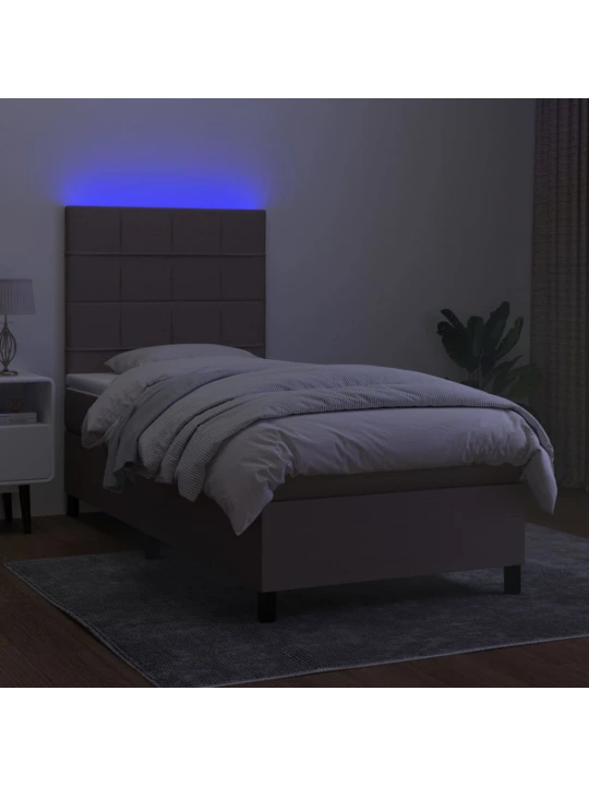Box spring postel s matrací a LED taupe 100x200 cm textil