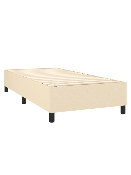 Box spring postel s matrací a LED krémová 100x200 cm textil