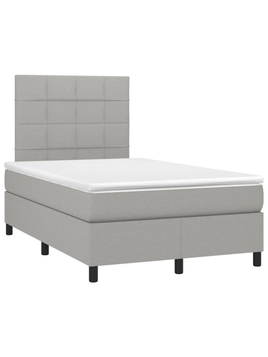 Box spring postel s matrací a LED světle šedá 120x200 cm textil
