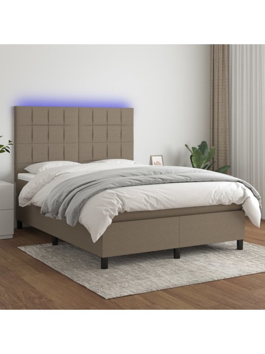 Box spring postel s matrací a led taupe 140x190 cm textil