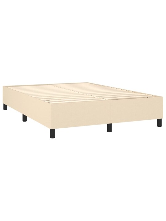 Box spring postel s matrací a LED krémová 140x200 cm textil
