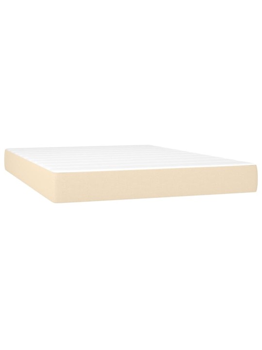 Box spring postel s matrací a LED krémová 140x200 cm textil