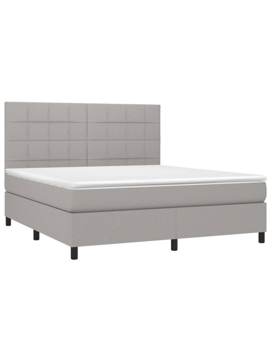 Box spring postel s matrací a LED světle šedá 160x200 cm textil