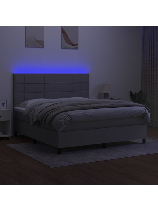 Box spring postel s matrací a LED světle šedá 160x200 cm textil