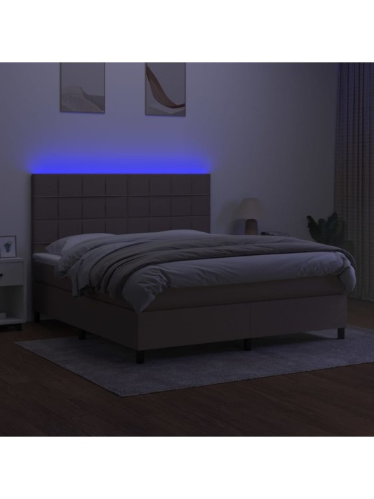 Box spring postel s matrací a LED taupe 180x200 cm textil